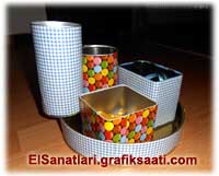 El sanatlar� el i�leri el becerileri el i�lerim Geri d�n���m projeleri Teneke Kutulardan Makyaj Malzemesi Stand� Nas�l Yap�l�r